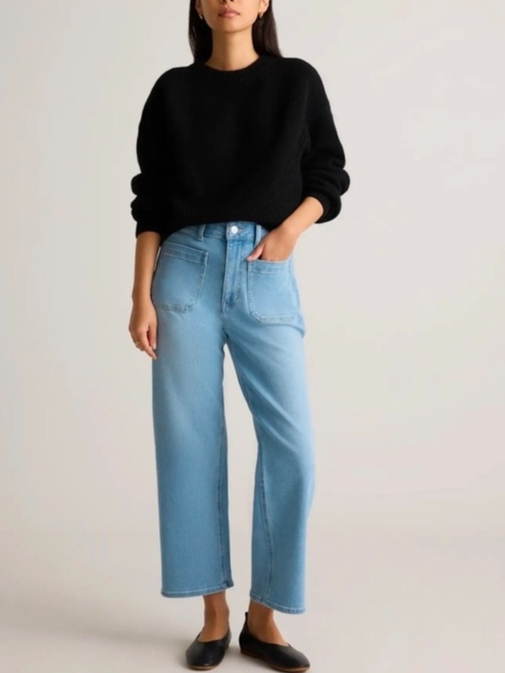 Quince cropped light wash denim size 29